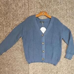 Womens Blue Button Up Cardigan By Breathsunny. Small. NWT